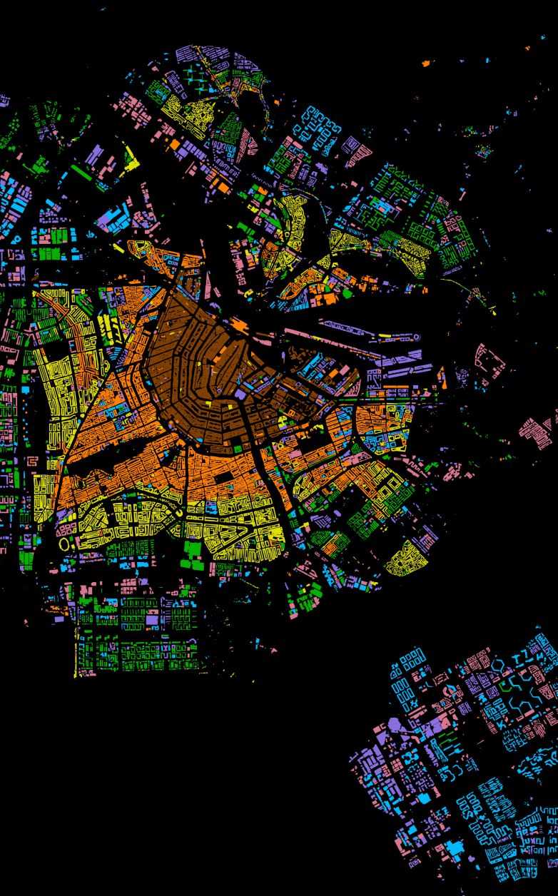Colorful map of Amsterdam