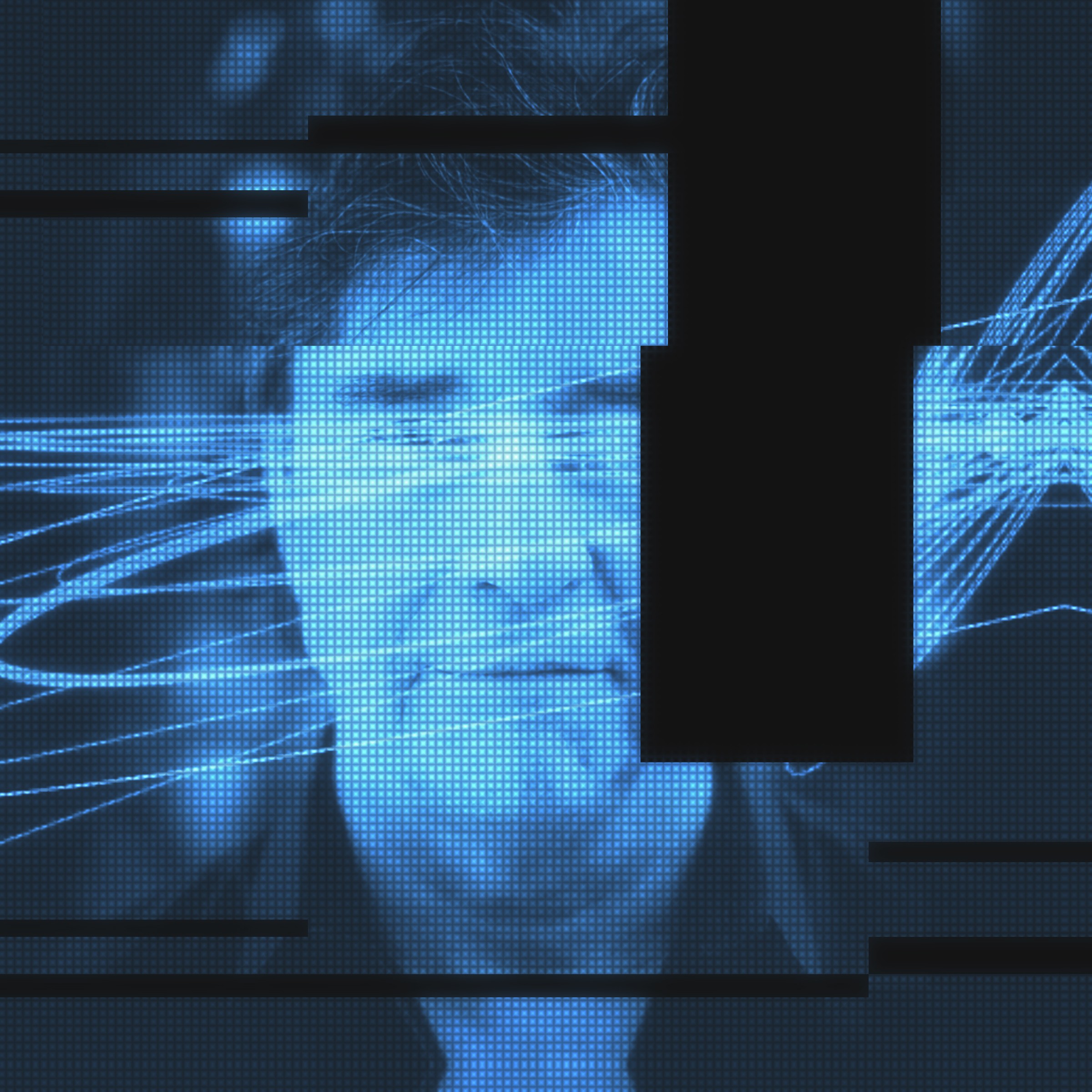 Distorted blue photo of Joseph Conlan